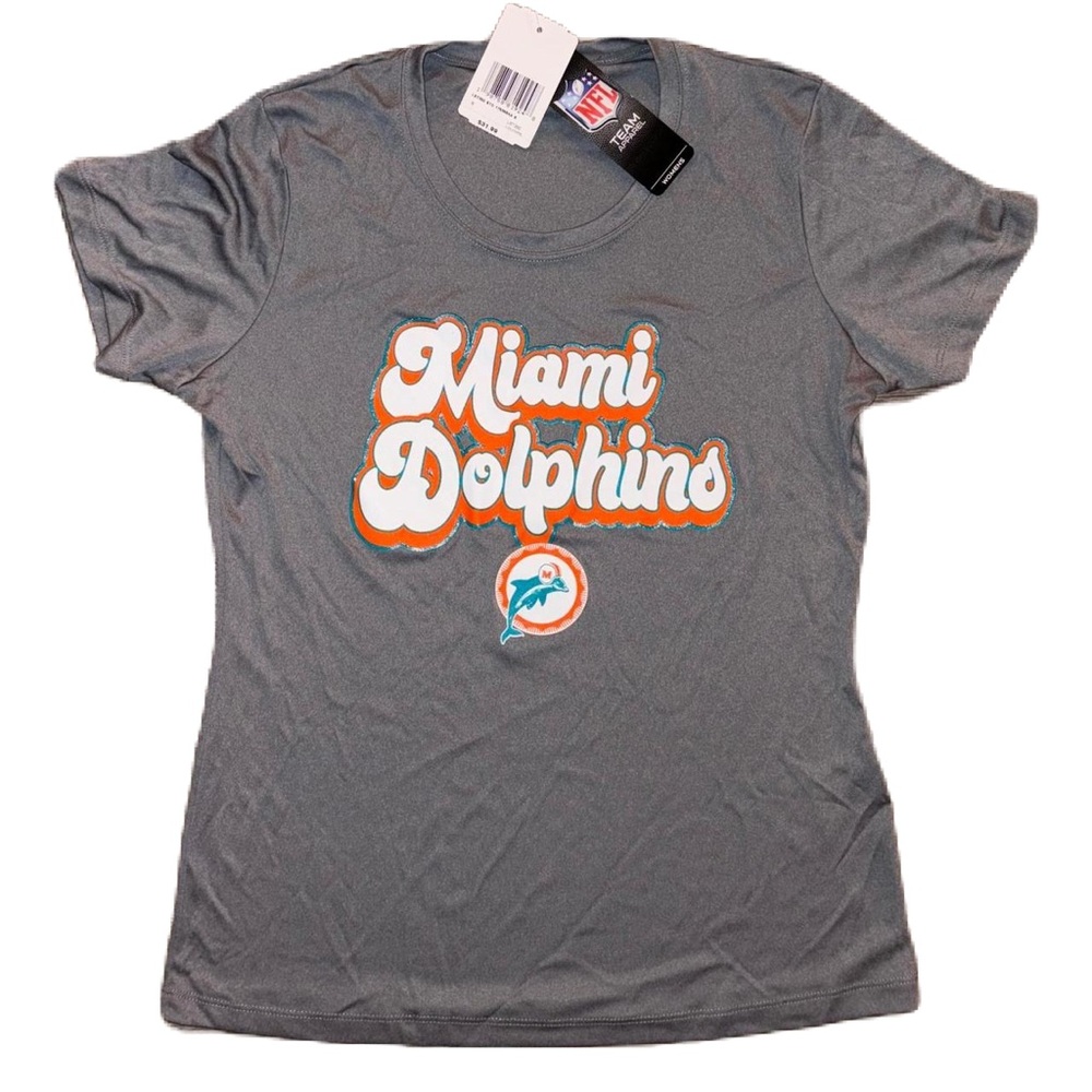 New‎ Era Women's Miami Dolphins Space-Dye Glitter T-Shirt, NWT XL